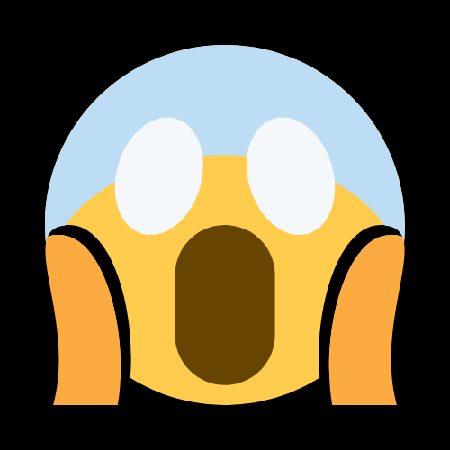 Emoji of Edward Munch's The Scream on a black background