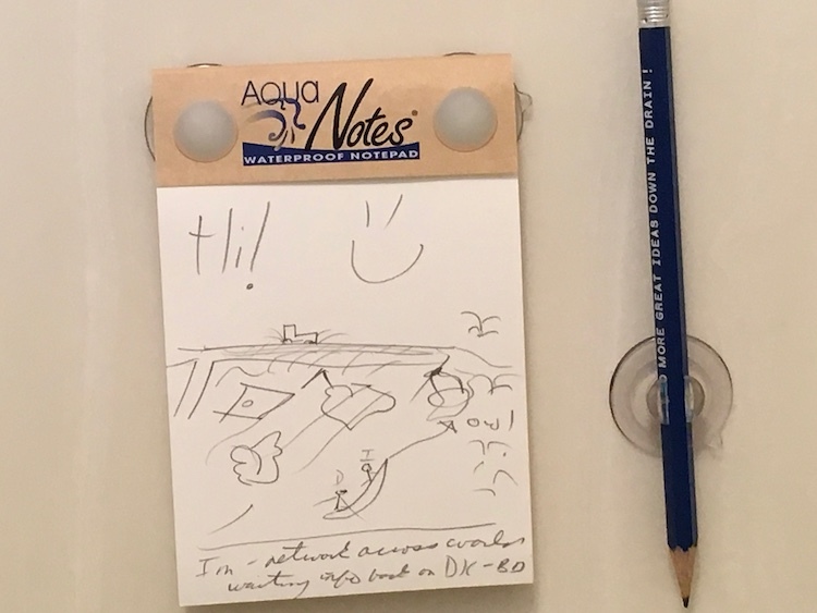 Photo of hand drawn scene on an Aquanotes pad